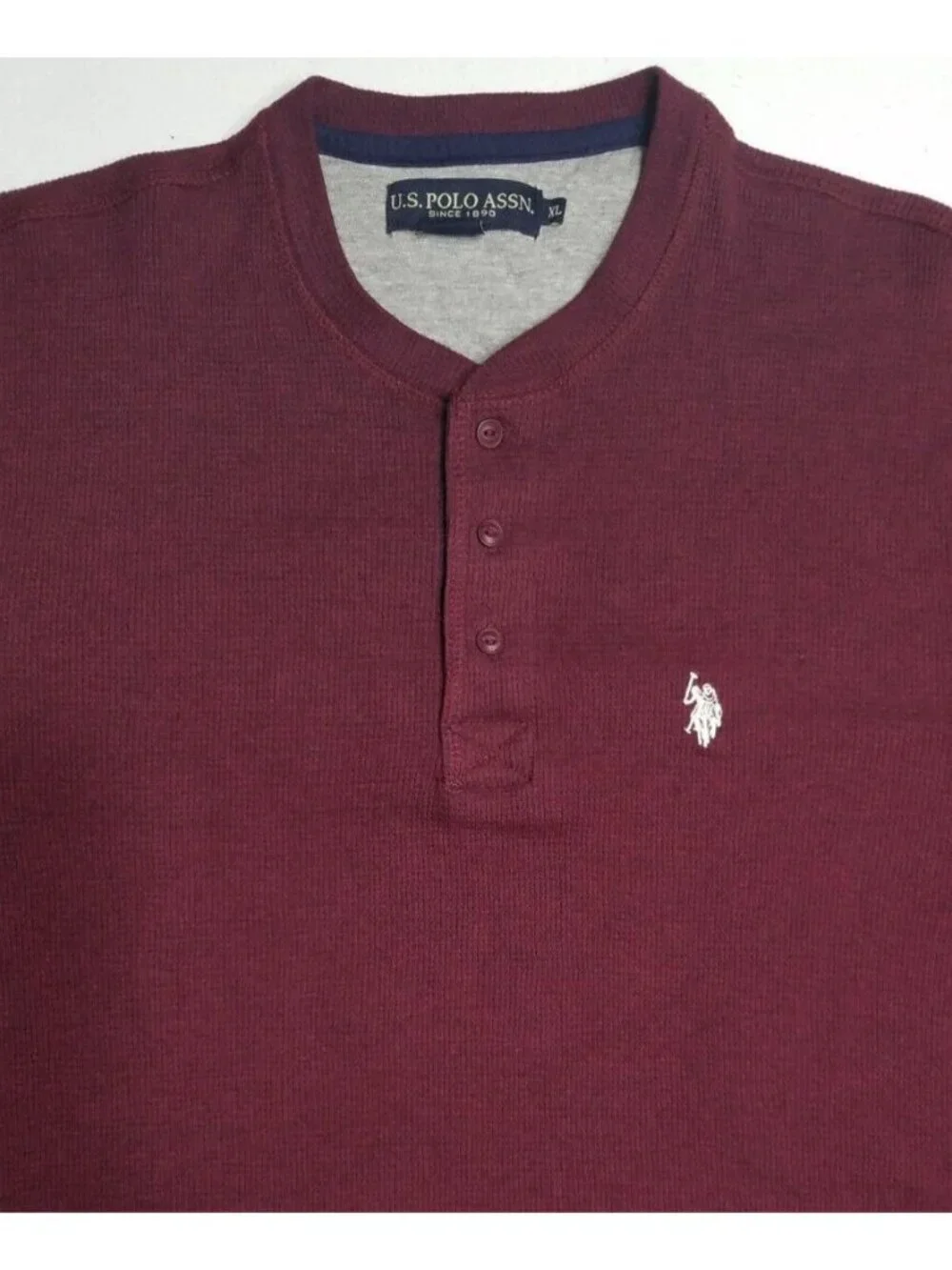 U.S. Polo Assn. Long Sleeve Thermal Henley Button Pullover Sweater Men's XL